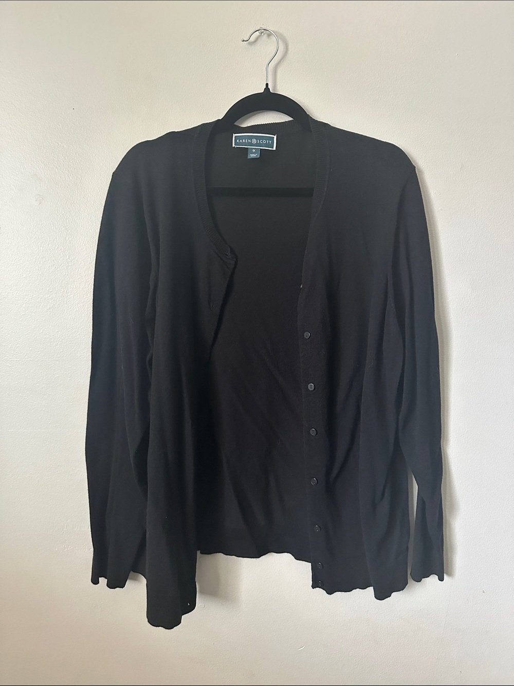 Karen Scott Black Classic Button-Front Cardigan Size 1X
